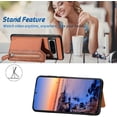 thumbnail image 4 of for Pixel 8 Pro Case Card Holder,Wallet Zipper,Camera Protector,Double Magnetic Clasp,Leather Kickstand Card Slots Protective Flip Cases Cover for Google Pixel 8 Pro (2023) (Brown), 4 of 14