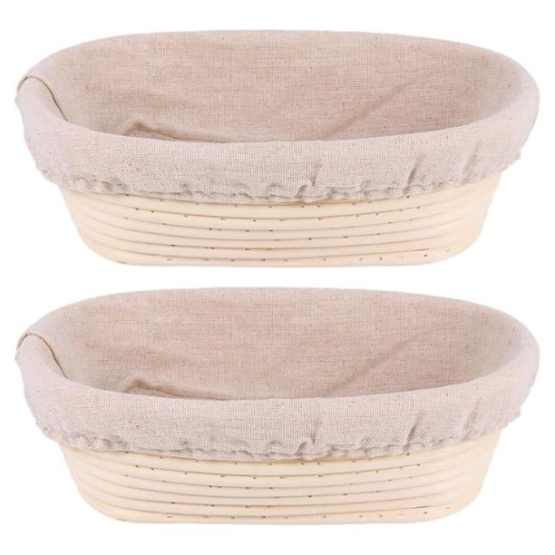2 Piezas Canastas Para Pan Masa Madre Banneton Ovalado Rattán Para Fermentación Profesional Y Horneado De Sourdough Artesanal