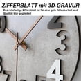 thumbnail image 2 of Reloj de pared grande de 30 cm sin ruidos de tictac, moderno reloj de pared 3D de madera para sala de estar, dormitorio, cocina (gris), 2 of 4