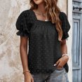 thumbnail image 2 of Tops de Mujer Odeerbi Elegantes Blusas Casuales de gasa de moda dulce cuello cuadrado doble manga corta, 2 of 6