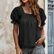thumbnail image 2 of Tops de Mujer Odeerbi Elegantes Blusas Casuales de gasa de moda dulce cuello cuadrado doble manga corta, 2 of 6