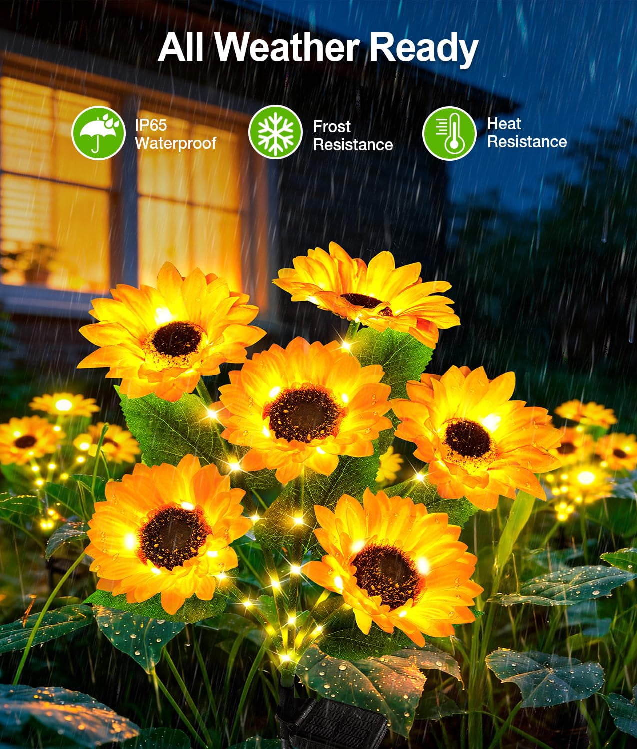Solar Lights Outdoor Garden Decor, 4Pack Upgraded Solar Garden Lights with 24 Sunflower Lights, Solar Flowers Outdoor Waterproof IP65 for Garden Flower Bed Yard Decor, Gift for Women Mom Grandma