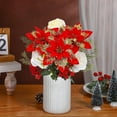 thumbnail image 7 of Steadline Artificial Poinsettia Christmas Flower 75cm Plastic Simulation Plant Holiday Home Decor Vase Arrangement Indoor Festive Decoration Set of 2, 7 of 7