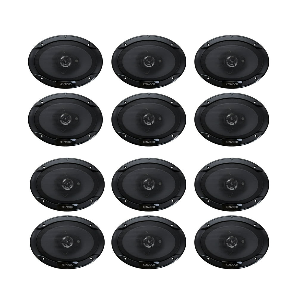 Kenwood 6" x 9" 800W 3Way Car Audio Flush Mount Coaxial Speakers, (12 Pack)