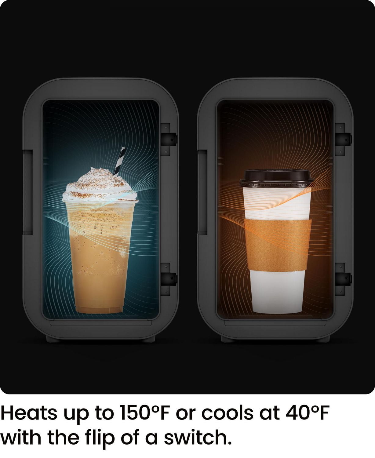 ICEMAN Portable Mini Fridge w/ 8 355 ml (12oz) Can Capacity, Cools and Heats, Car Plug Included - Black, New