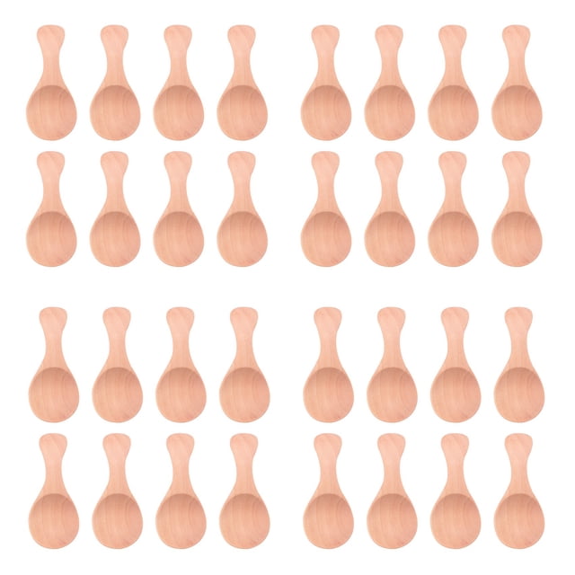 32Pcs Small Wooden Salt Spoon Solid Wood Condiments Spoon Handmade Honey Teaspoon