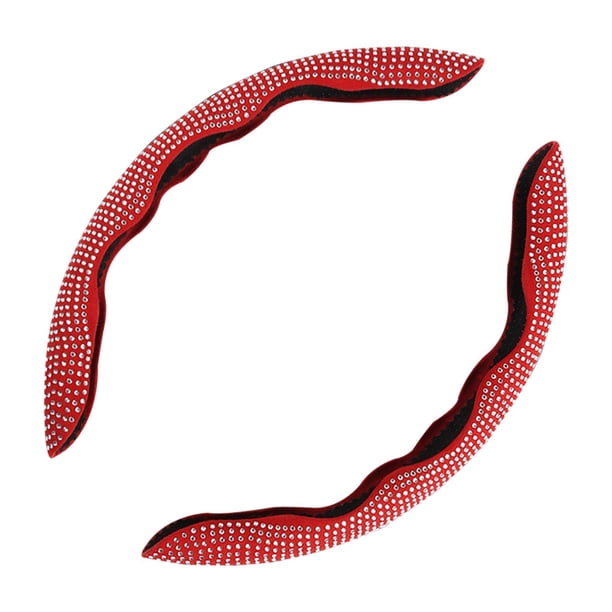 2 fundas para volante de fácil instalación para vehículos de 38 cm de diámetro. Rojo blanco