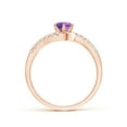 thumbnail image 2 of ANGARA Natural Prong-Set Amethyst Bypass Ring with Diamond Accents in 14K Rose Gold for Women (Size-5mm) | February Birthstone, Birthday, Anniversary, Jewelry Gift for Women | Natural Amethyst Ring, 2 of 8