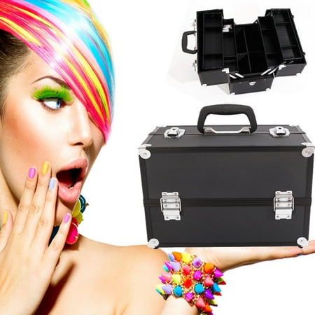 Zimtown Professional Aluminum Makeup Cosmetic Train Case Beauty Organizer 3 Tier Travel