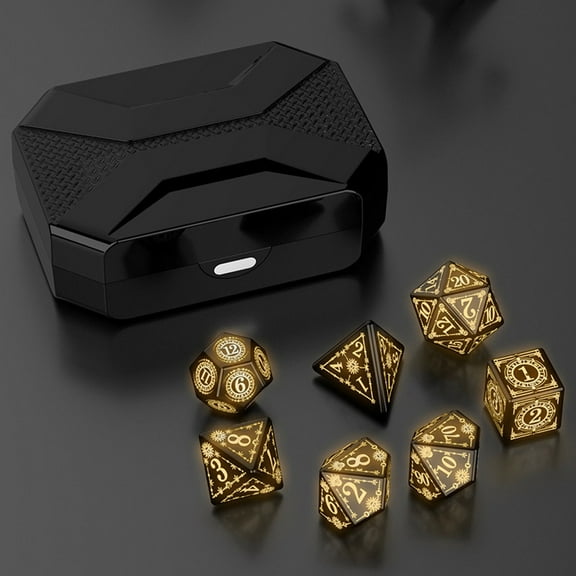 Votnto Light Up DND Dice, Light Up Dice Set Rechargeable with Charging Box, 8 Pcs Multi Sided Electronic Luminescent Dice Ornament, Dice Sets for Tabletop Games