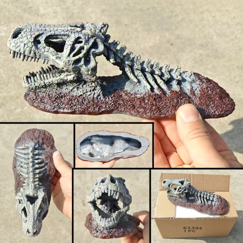 Zecic Safe Resins Dinosaurs Themed Pet Shelter Cave for Reptiles Habitat Decoration