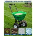 thumbnail image 5 of Memoryfield 100LB Broadcast Spreader 12FT Wide, 13" All-Terrain Wheels, Walk Behind Lawn Spreader for Lawn Fertilizer/Seed/Salt, Green, 5 of 7