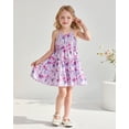 thumbnail image 3 of 4T Baby Girls Dress 5T Girls Sleeveless Dress Flower Print Toddler Girls Summer Halter Floral Dress Purple, 3 of 9