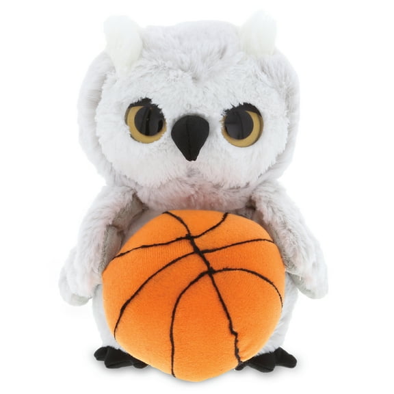 DolliBu Owl Stuffed Animal with Basketball Plush - Soft Huggable Owl, Adorable Playtime Owl Plush Toy, Cute Wildlife Bird Gift, Basketball Plush Doll Animal Toy for Kids and Adults - 8.5 Inches