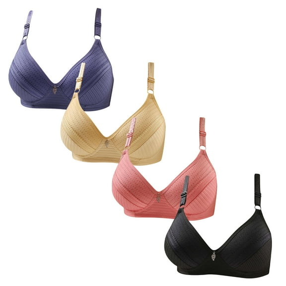 Joau 4 Pack Women's Wireless Everyday Bra Lightly Lined Comfort Bra Light Lift and Support Wirefree Push Up Bra Full Coverage T-Shirt Bra