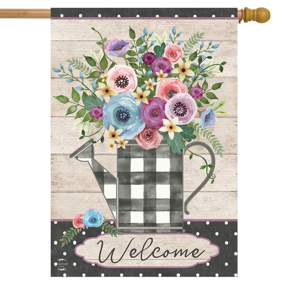 Briarwood Lane Buffalo Check Watering Can Spring House Flag