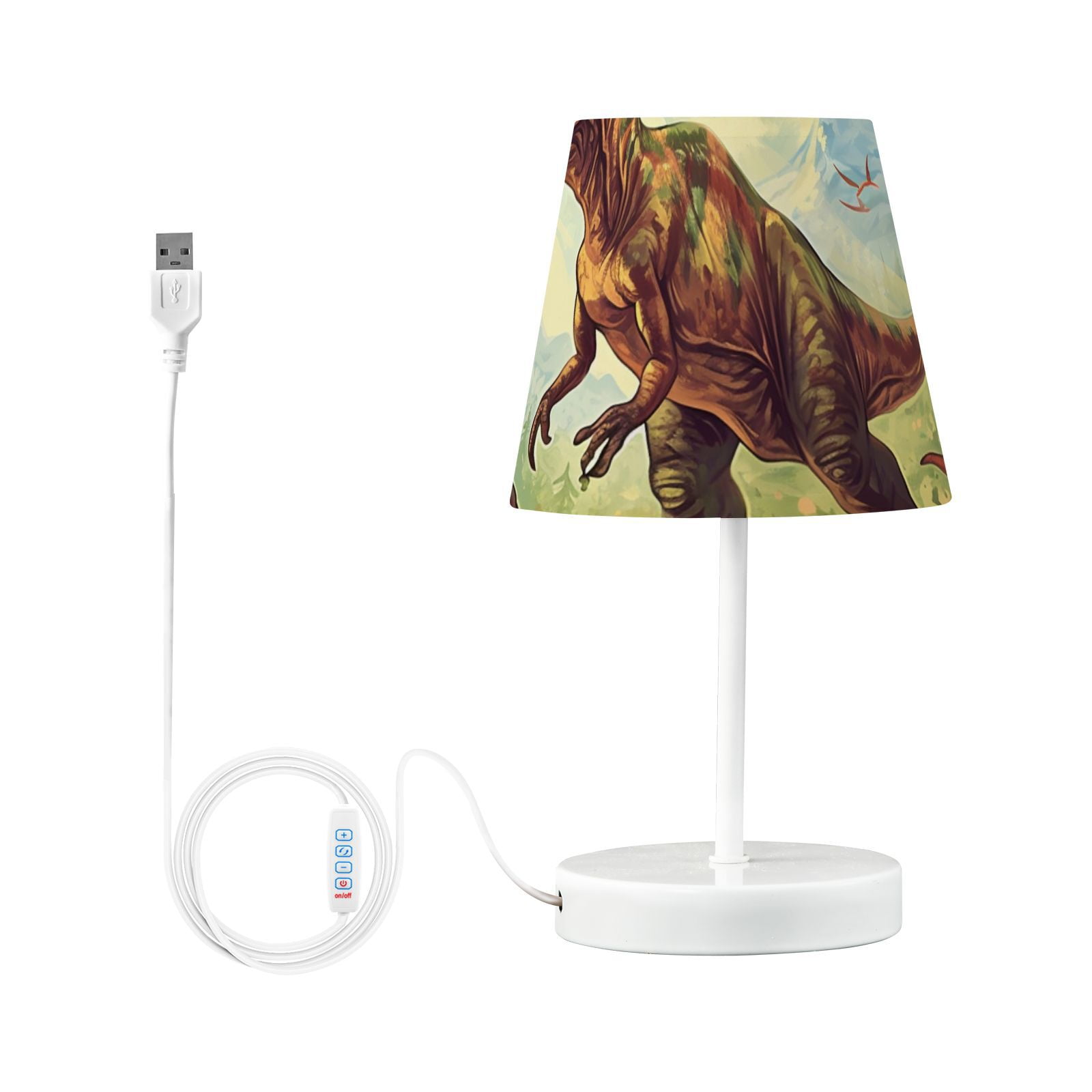 Dinosaurs Trees Leaves Sky LED Desk Lamp Table Lamp USB Bedside Nightstand Small Lamp for Bedroom Living Room Kids Room