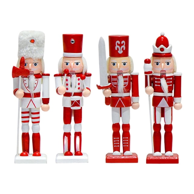 4 figuras de cascanueces, estatuas, manualidades de escritorio, decoración navideña tradicional, cascanueces navideños para regalos de fiesta,