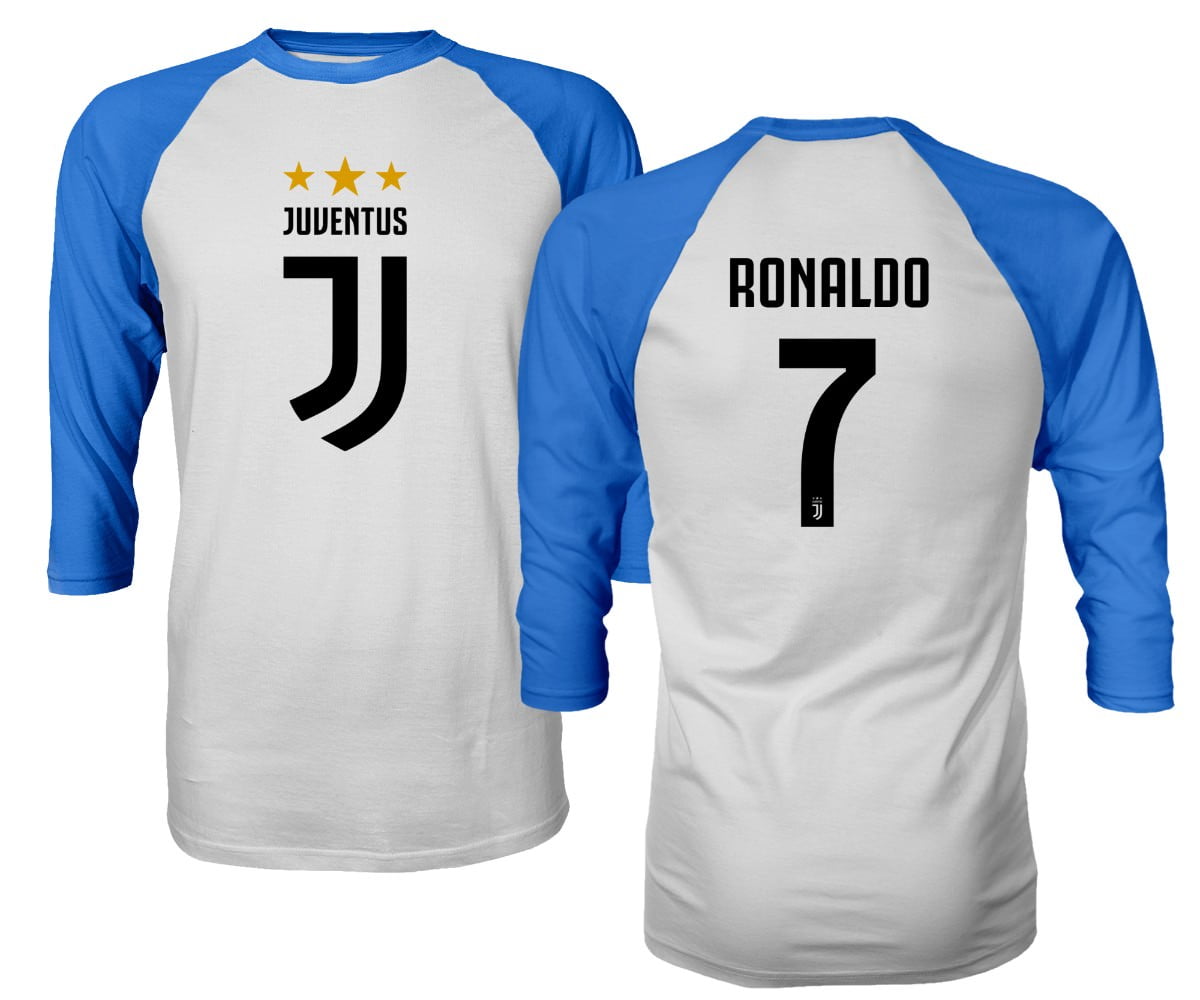 Soccer Shirt #7 Ronaldo CR7 Cristiano Juve Boys Girls Youth Long Sleeve T- Shirt (Royal, Youth Medium) 