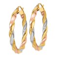 thumbnail image 2 of 14K Tri-Color Gold Earring Hoop Women'S 39 mm 5 Light Twisted Earrings, 2 of 3