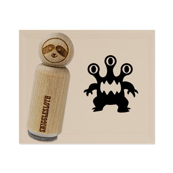Three Eyed Alien Monster Rubber Stamp for Scrapbooking Crafting Stamping - Mini 1/2 Inch