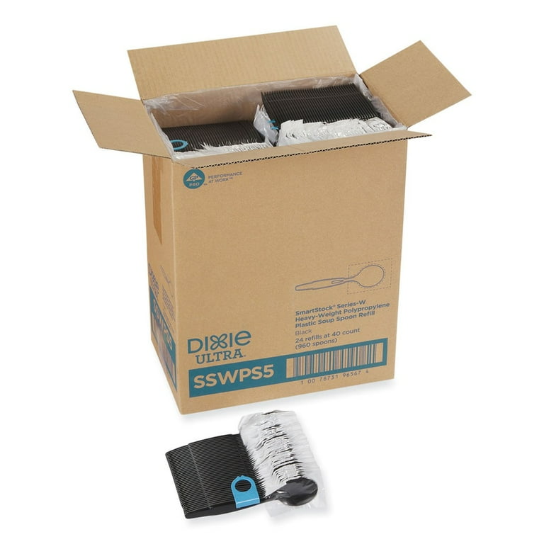 SmartStock Wrapped Heavy-Weight Cutlery Refill, Soup Spoon, Black, 960/Carton SmartStock Wrapped Heavy-Weight Cutlery Refill, Soup Spoon, Black, 960/Carton