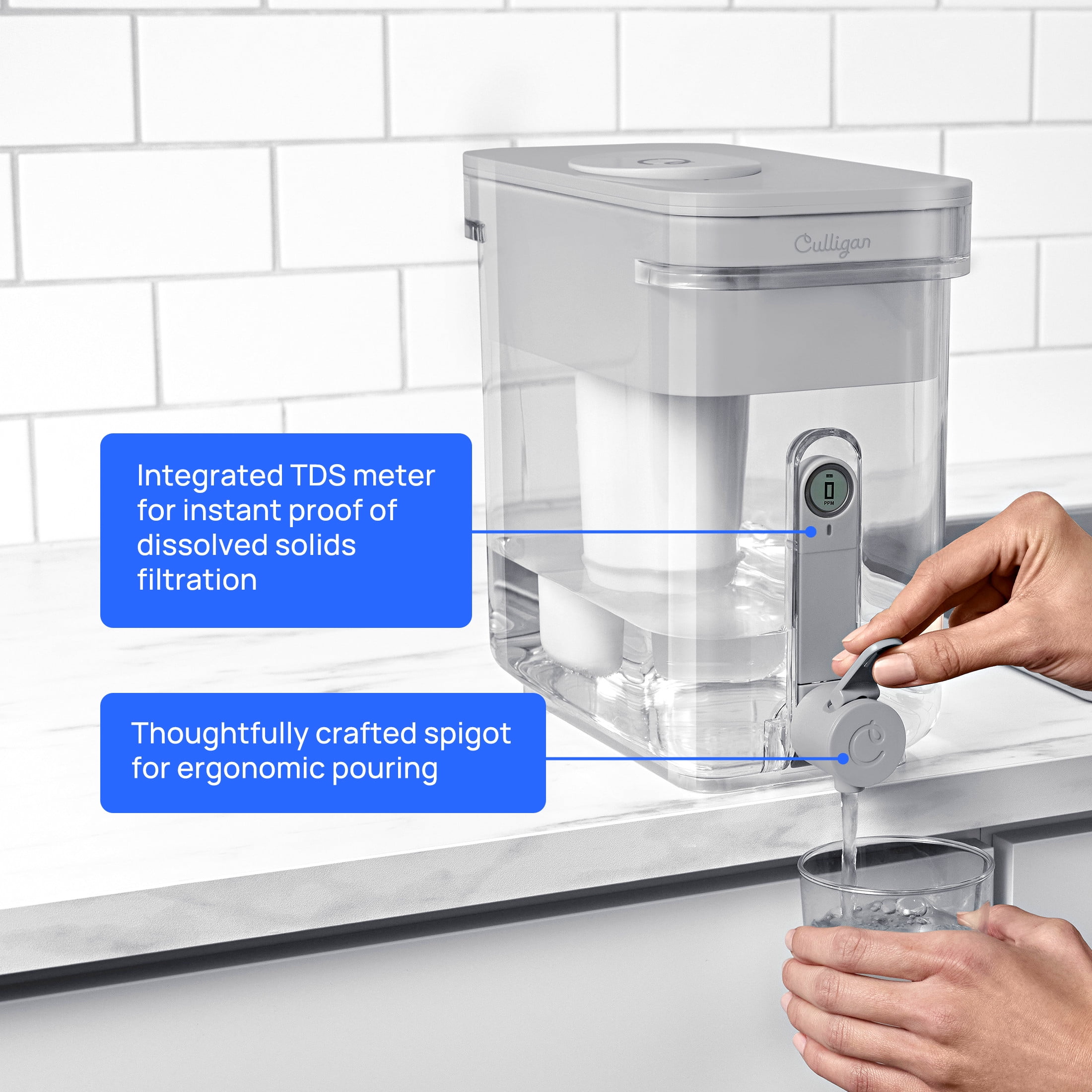 Culligan with ZeroWater Technology 22 Cup Water Dispenser with 5-Stage Advanced Water Filter