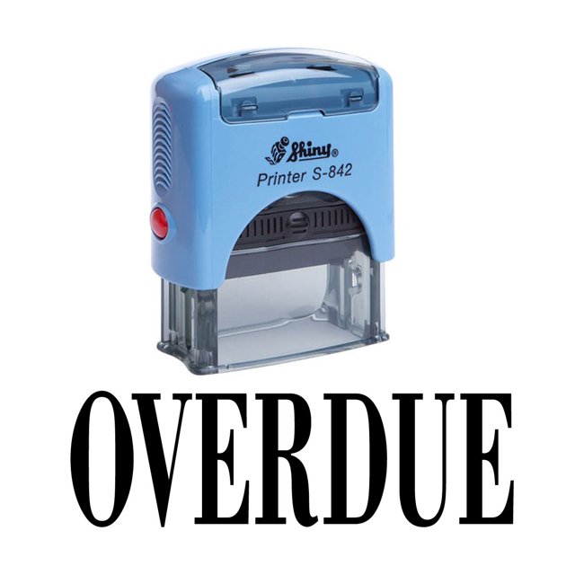 OVERDUE Self Inking Rubber Stamp Custom Shiny Office Stationary Stamp