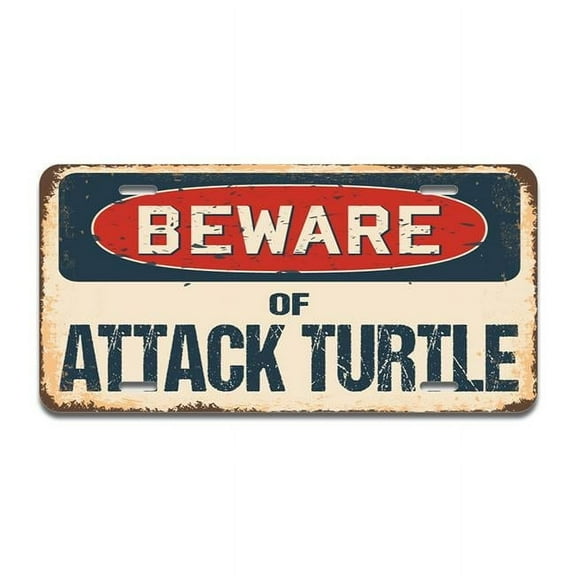 SignMission A-LP-04-190 Beware of Attack Turtle Aluminum License Plate
