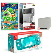 Nintendo Switch Lite Console Turquoise with Yoshi's Crafted World, Protective Case, Screen Protector and Screen Cleaning Cloth Bundle - Import with US Plug
