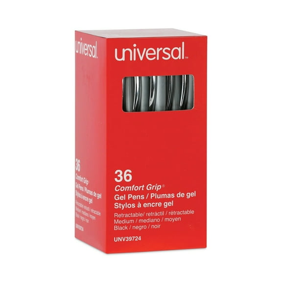 Medium 0.7 mm, Retractable, Comfort Grip jel Pen - Black /Silver Barrel (36/Pack)