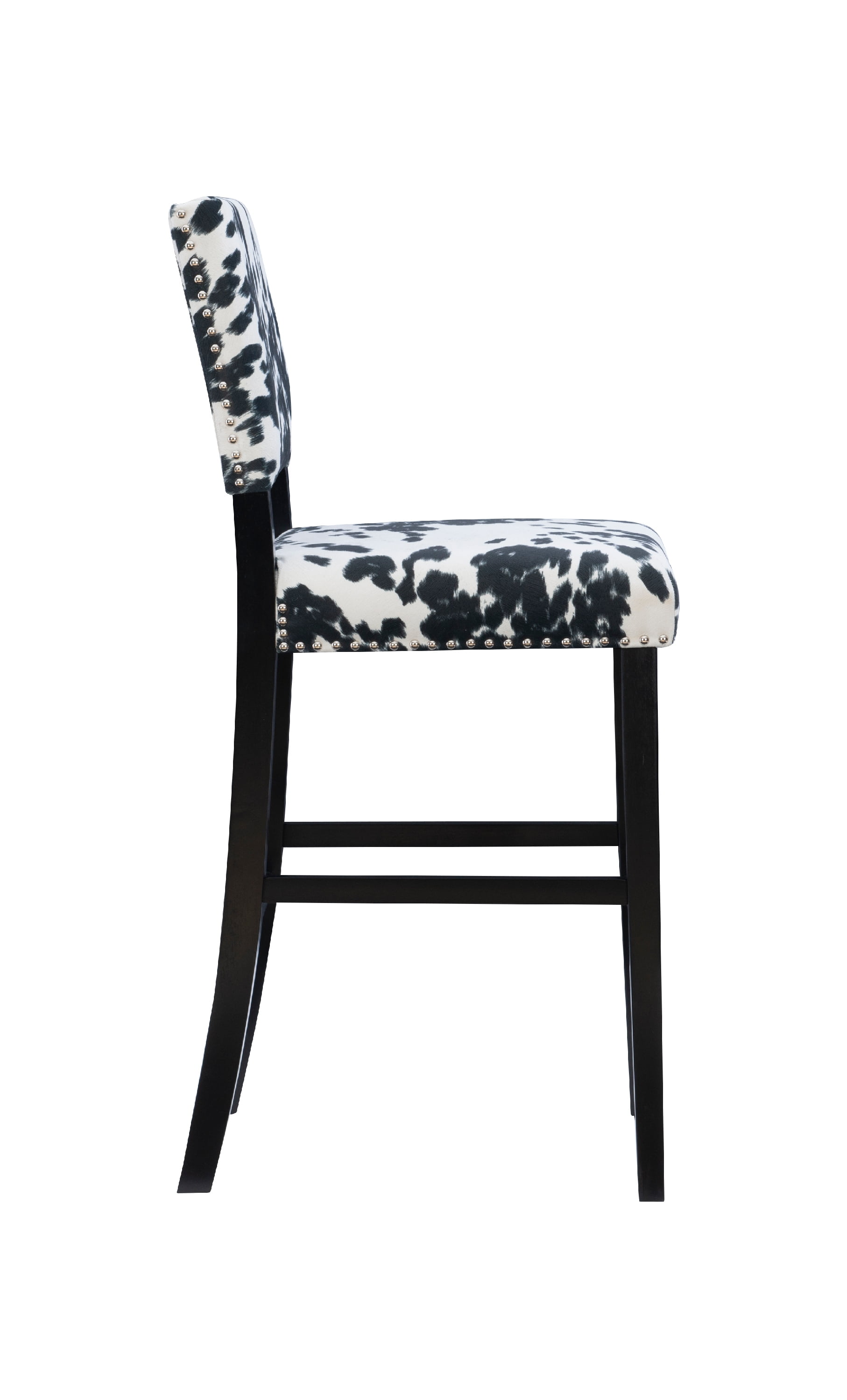 Linon Armond 30" Indoor Bar Stool, Black Cow Print Fabric