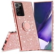 thumbnail image 2 of Cute Glitter Phone Case Kickstand for Samsung Galaxy Note 20 Case,Clear Bling Diamond Bumper Ring Stand Girls Women for Galaxy Note 20 5G - Rose Gold, 2 of 5