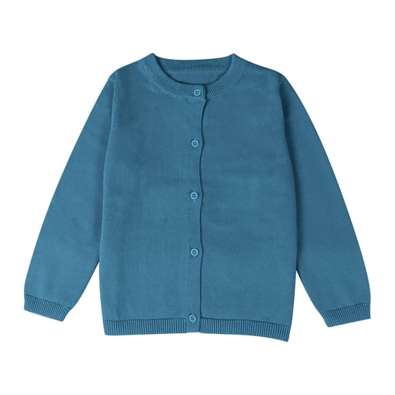 Dyfzdhu Kids Boys Girls Autumn Cardigan Knitted Solid Color Button-down Sweater Coat