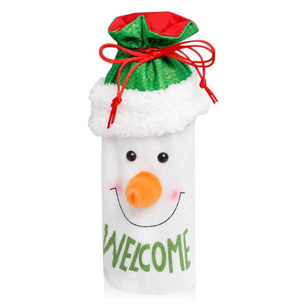 Ounissouiy Pequeñas botellas de vino de Navidad, funda para botella de champán de Navidad, bolsa artesanal, fiesta en casa, Bar, decoración, Kits de decoración para fiestas No.03