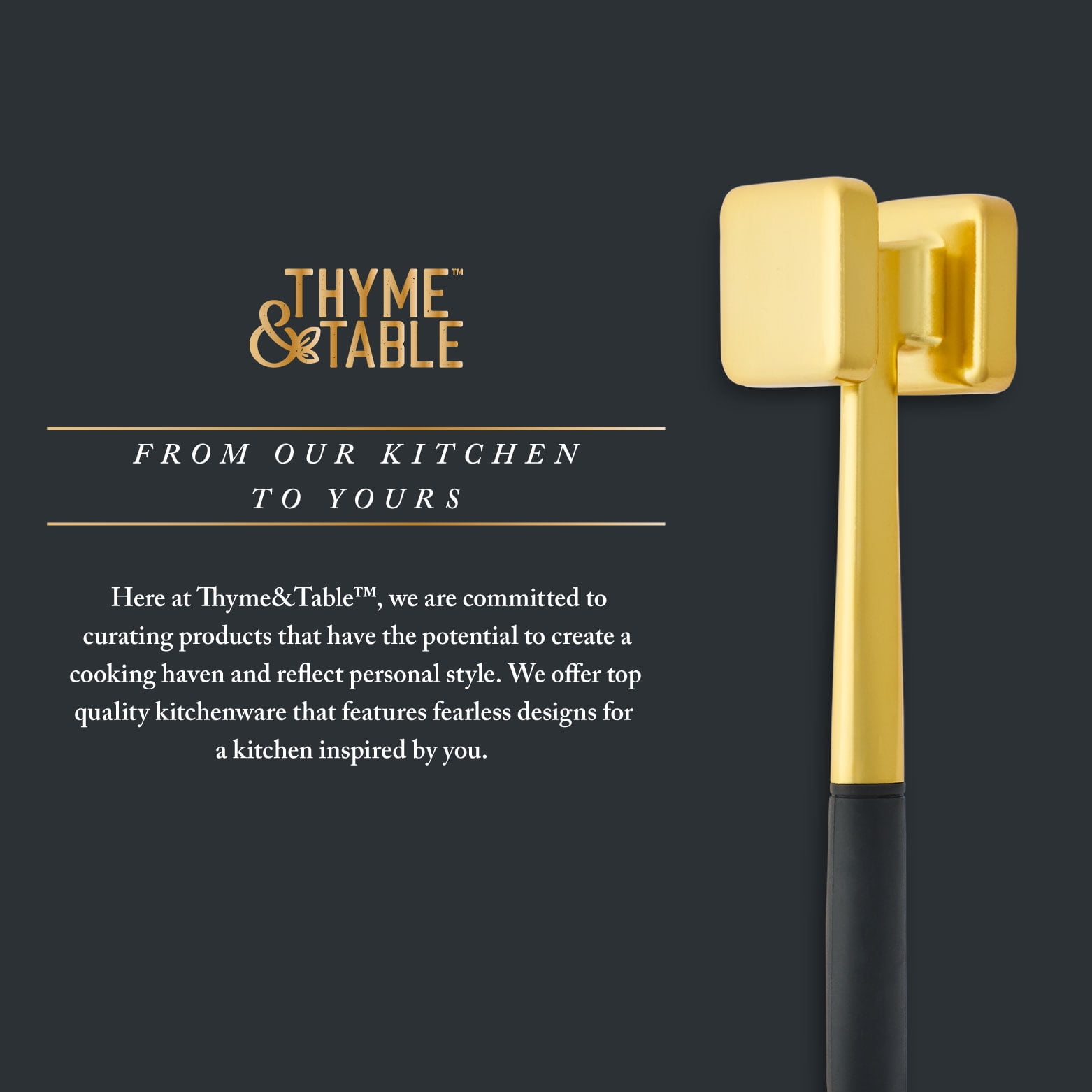 Thyme & Table Stainless Steel Meat Tenderizer in Polished Gold Finish