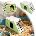thumbnail image 2 of Small Animal Hideout With Climbing Ramp Ventilated Design For Hamsters Gerbils Mice Cage AccessoryGreen-17X9Cm, 2 of 5