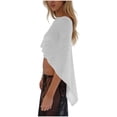 thumbnail image 4 of Hilenly Crochet Beach Cover Ups for Women Sheer Asymmetrical Knit Poncho Tops Shawl Cape Top Swimsuit Coverup, 4 of 6