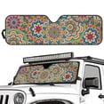 thumbnail image 2 of Yuyamidu Colorful Boho Flowers Windshield Sun Shade for Jeep Wrangler JK JKU JL JLU1997-2024, Window Sun Visor for UV Rays & Heat Protection, Fashion Windshield Sunshade, 2 of 7