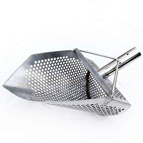 beach sand scoop metal detector hunting tool coob pro series shark v7 stainless steel hexagon 7 mm holes. light and strong model
