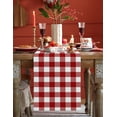 thumbnail image 3 of Table Runner 72 Inches Long for Kitchen Dining, Farmhouse Buffalo Plaid Dresser Scarf Farmhouse, Dining Table Decorations for Wedding/Parties, Red White Checkered 18 x 72 In, 3 of 9
