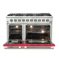 thumbnail image 3 of Forno Galiano 48-Inch Freestanding Gas Range, Stainless Steel, 8 Burners, 107,000 BTU, Griddle, Double Ovens, Energy Efficient, Red Doors, 3 of 6