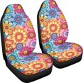 thumbnail image 3 of XYZCANDO Soft Car Seat Covers Auto Sedan Truck, Non-Slip Breathable Car Front Seat Covers 2 pcs Polyester Fabric Datura Flower Pattern, 3 of 10