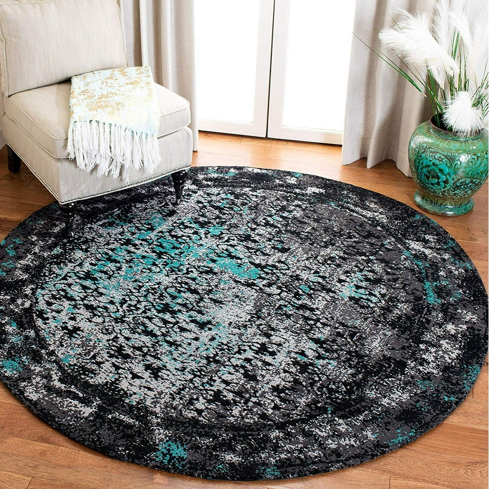 Safavieh Classic Vintage Collection CLV223C Navy and Teal Round Area Rug (6' Diameter) Walmart