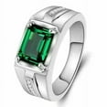 thumbnail image 3 of 2.5Ct Emerald Lab Created Green Emerald Men's Wedding Band Ring 14K White Gold Plated Silver, 3 of 3