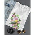 thumbnail image 3 of Cute Exotic Bird & Pink Flowers T-Shirt Women -Image by Shutterstock, Female Large, 3 of 4