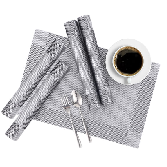 Ht Viik Placemats Set of 5 Vinyl/Plastic Woven Place Mats for Kitchen Table Indoor/Outdoor Washable Placemat Wipeable Dining Table Mats