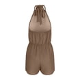 thumbnail image 6 of Pounoo Women's Rompers Halter Neck Sleeveless Knit Rompers Casual Daily Style Lightweight Breathable Tie Back Elastic Waist Solid Color Rompers Gift, 6 of 9