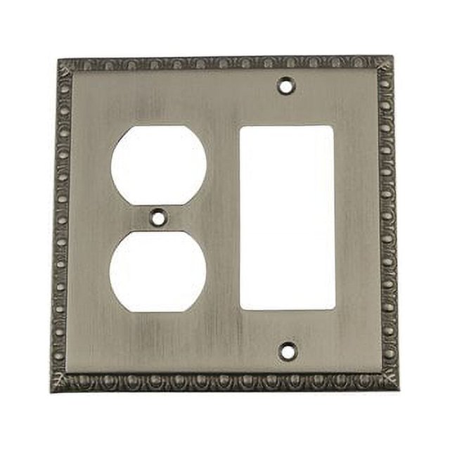 Nostalgic Warehouse 719840 Egg & Dart Switch Plate with Rocker and Outlet, Antique Pewter