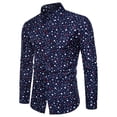 thumbnail image 1 of Camisa de blusa de manga larga con cuello vuelto y botones a cuadros para hombre Pompotops  oipoqjl26226, 1 of 3